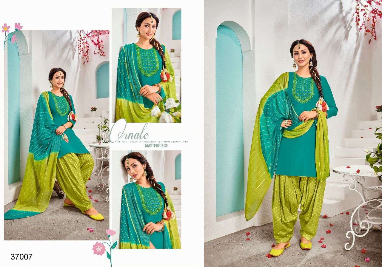 Artio By Kapil Trendz-Jecord Patiyala Vol 3-14-Kg-Rayon-Fancy-Work-Kurti-Cotton-Jacquard-Patiyala-Nazmin-Fancy-Jari-Dupatta-37007